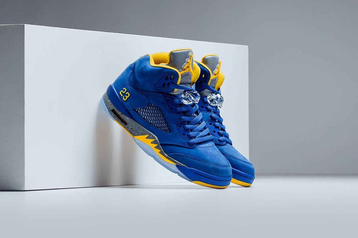 blue and yellow jordans 2019